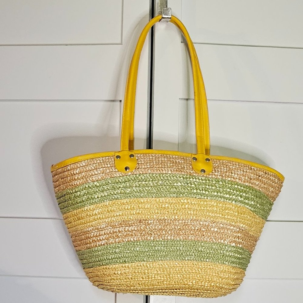 White Stag Yellow Green Straw Tote
